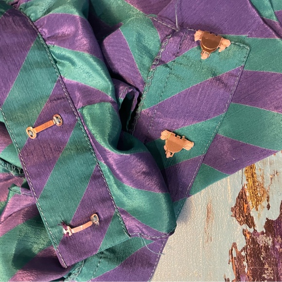 Vtg skirt, feminine midi Sunday brunch eclectic vibrant separates green purple - Picture 5 of 5